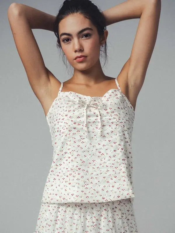 Red Floral Sweetheart Top
